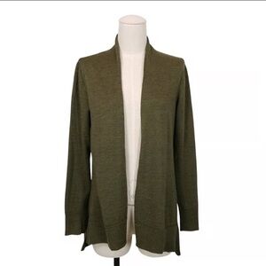 Eileen Fisher Olive Green Wool/Tencel Open Front Sweater